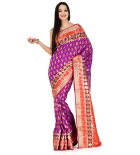 Purple Zari Woven Art Silk Saree