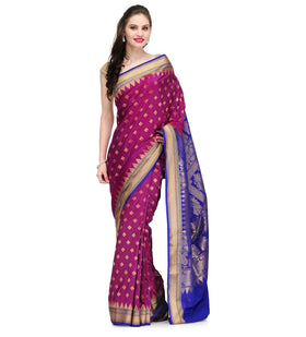 Purple Zari Woven Art Silk Saree