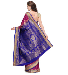 Purple Zari Woven Art Silk Saree