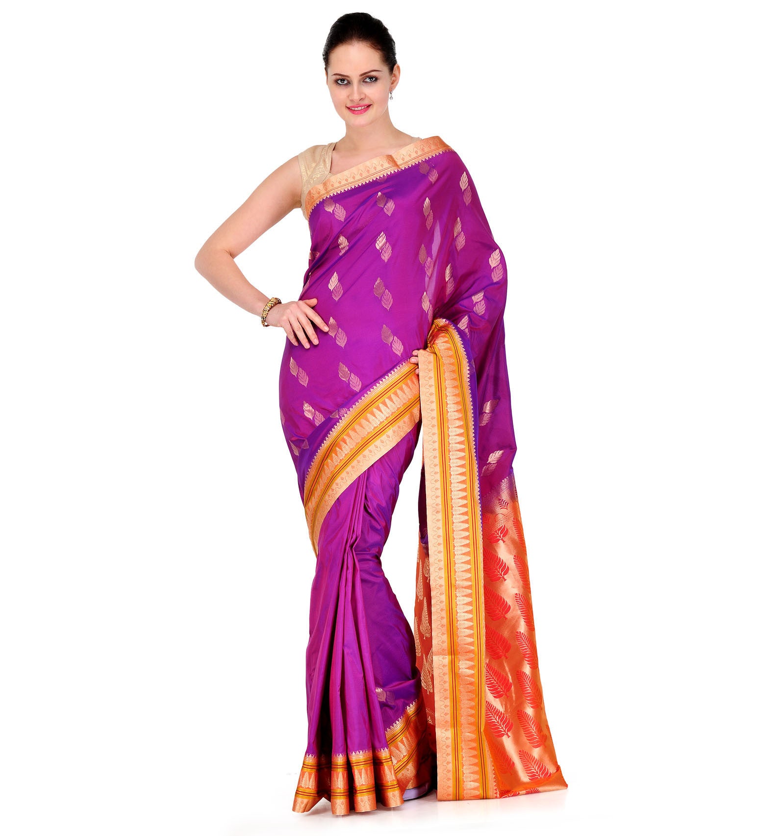 Purple Zari Woven Art Silk Saree