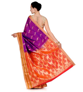 Purple Zari Woven Art Silk Saree