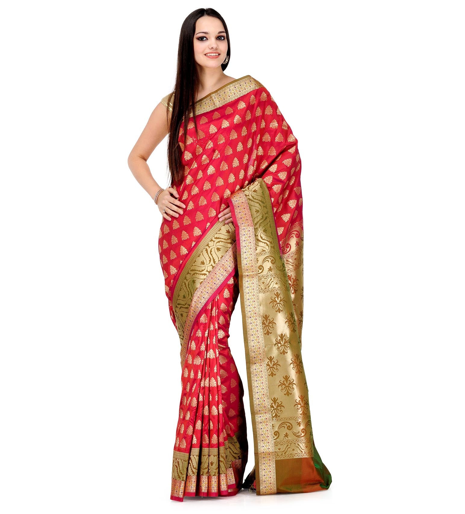 Maroon Zari Woven Silk Saree