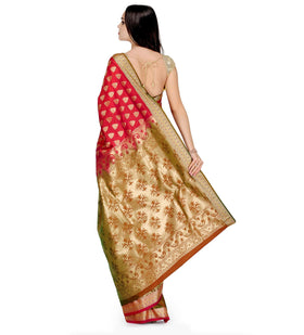 Maroon Zari Woven Silk Saree