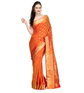 Orange Silk Kanjeevaram Saree