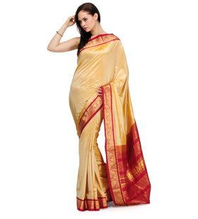 Beige Silk Kanjeevaram Saree