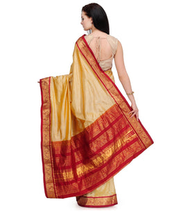 Beige Silk Kanjeevaram Saree