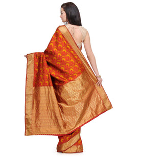 Rust Zari Woven Silk Saree