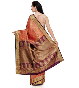 Rust Zari Woven Silk Saree