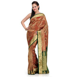 Rust Zari Woven Silk Saree