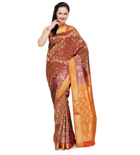 Maroon Zari Woven Art Silk Saree