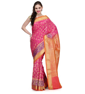 Magenta Zari Woven Art Silk Saree