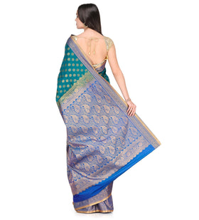 Sea Green Zari Woven Silk Saree