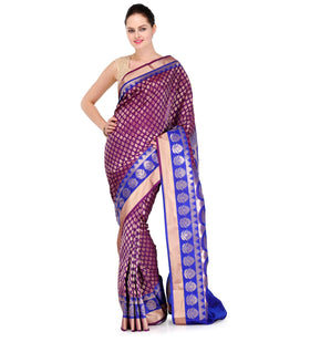 Violet Zari Woven Silk Saree