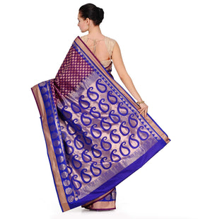 Violet Zari Woven Silk Saree