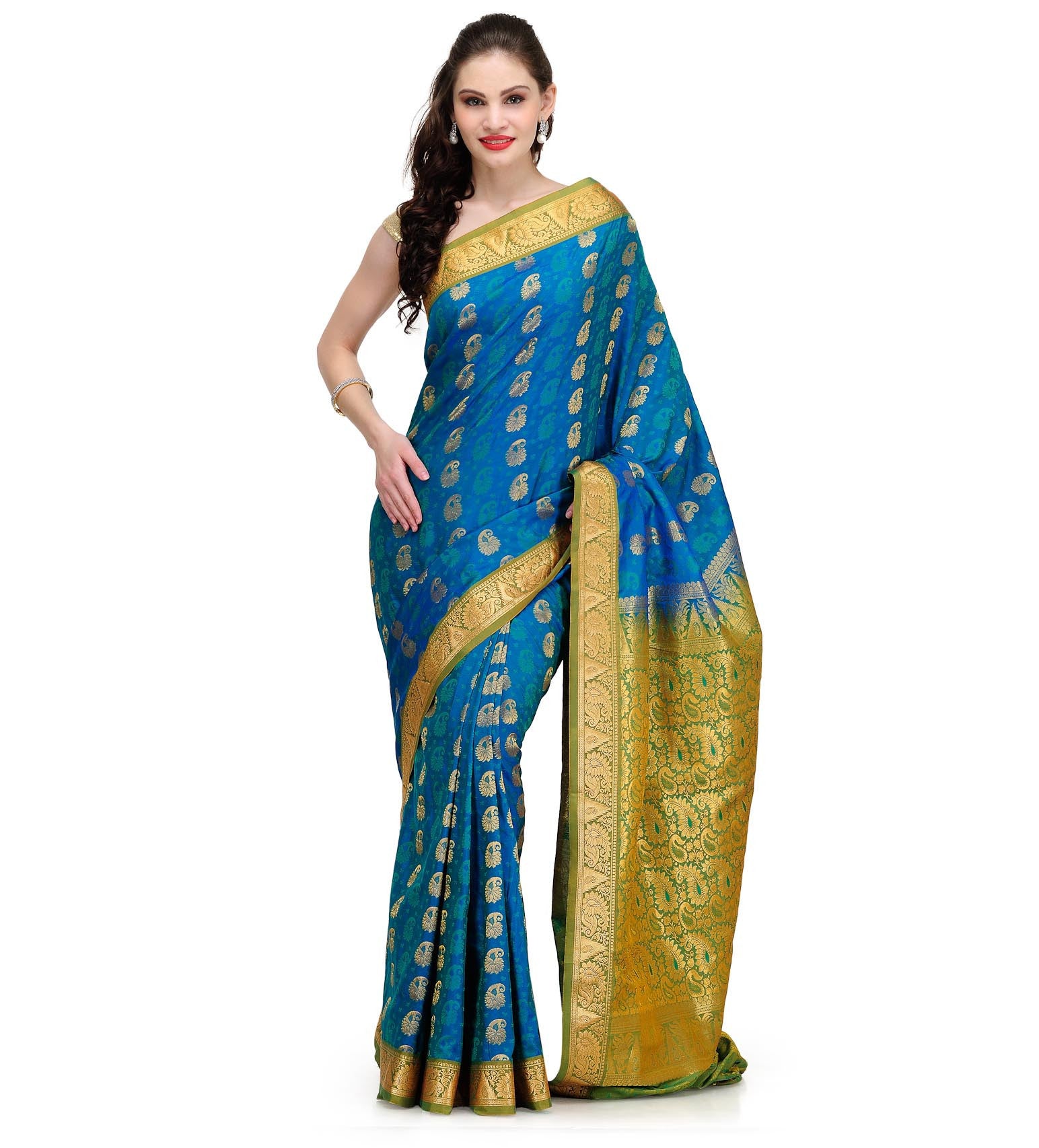 Blue Zari Woven Art Silk Saree