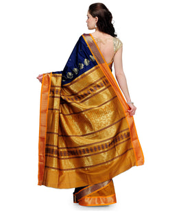 Navy Blue Bomkai Art Silk Saree