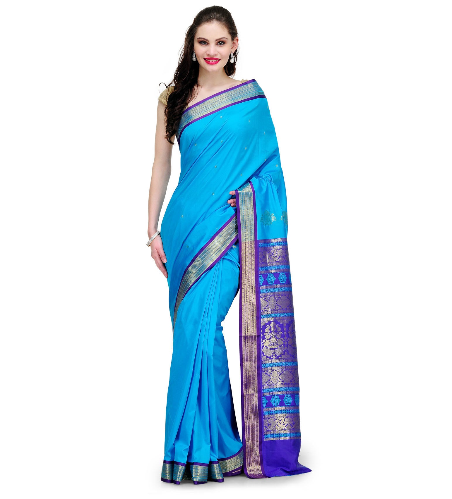 Turquoise Bomkai Art Silk Saree