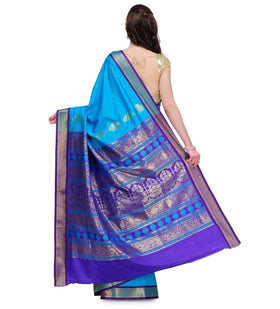 Turquoise Bomkai Art Silk Saree