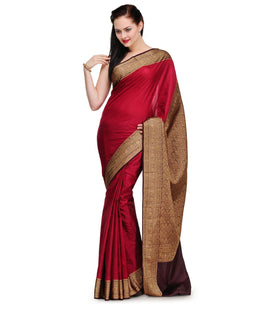 Maroon Zari Woven Silk Saree