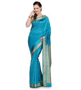 Turquoise Zari Woven Art Silk Saree