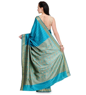 Turquoise Zari Woven Art Silk Saree