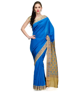 Turquoise Resham Woven Art Silk Saree