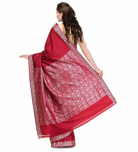 Maroon Resham Woven Art Silk Saree