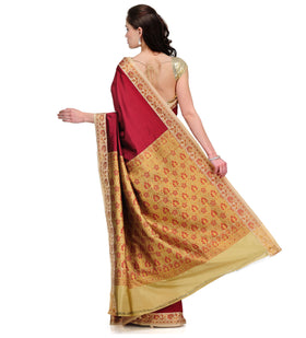 Maroon Resham Woven Art Silk Saree