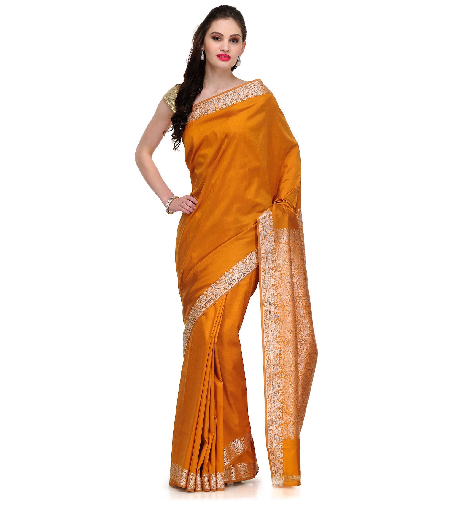 Mustard Resham Woven Art Silk Saree