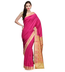 Magenta Resham Woven Art Silk Saree