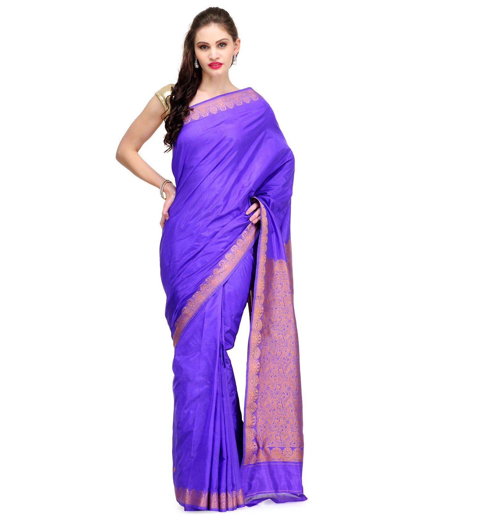 Purple Resham Woven Silk Saree