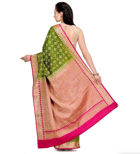 Green Silk Saree with Jamdani Work