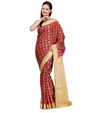 Maroon Silk Saree with Jamdani Work