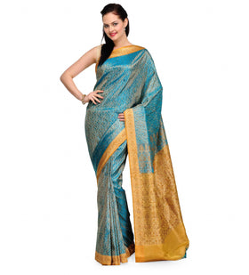 Sky Blue Tanchoi Silk Saree