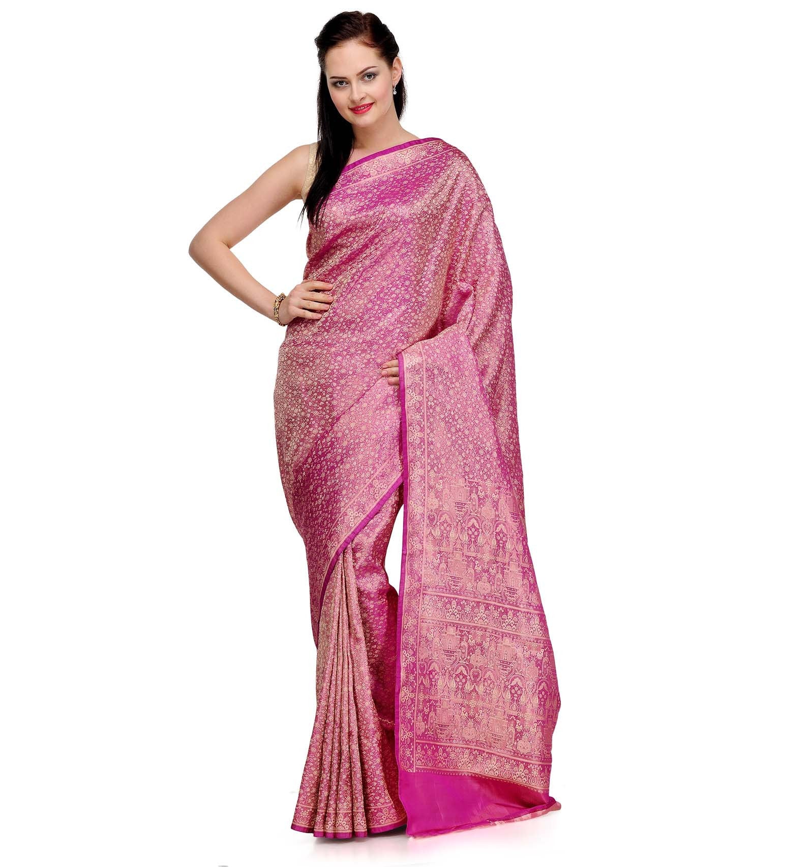 Magenta Zari Woven Silk Saree