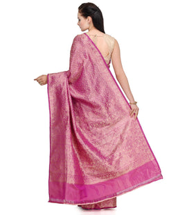 Magenta Zari Woven Silk Saree