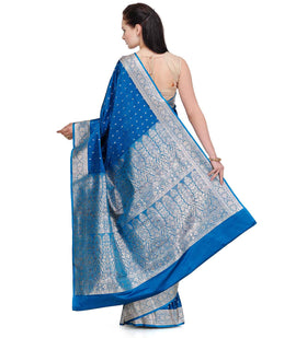 Turquoise Silk Saree with Jamawar Border