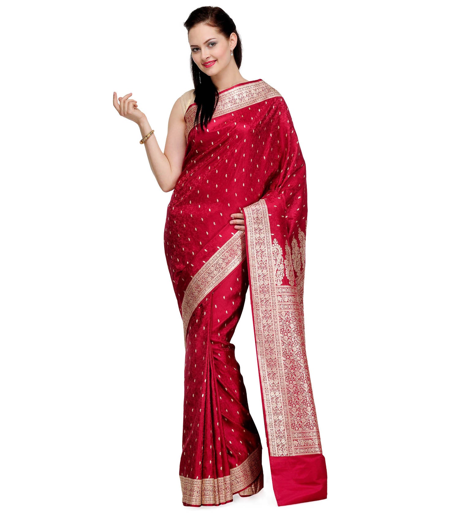 Maroon Silk Saree with Jamawar Border