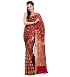 Maroon Silk Saree with Jamdani Work