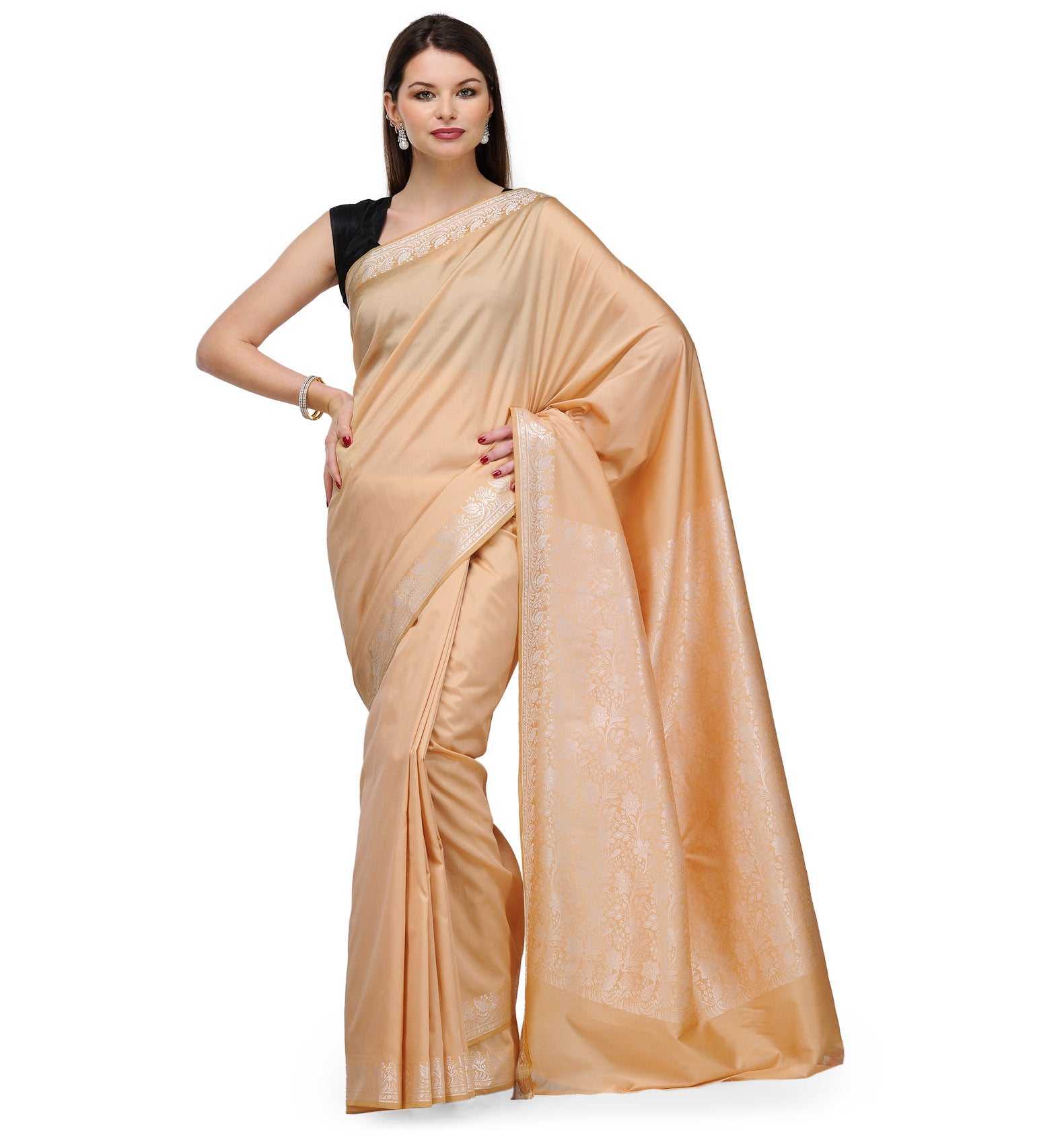 Beige Resham Woven Art Silk Saree