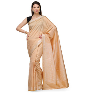 Beige Resham Woven Art Silk Saree