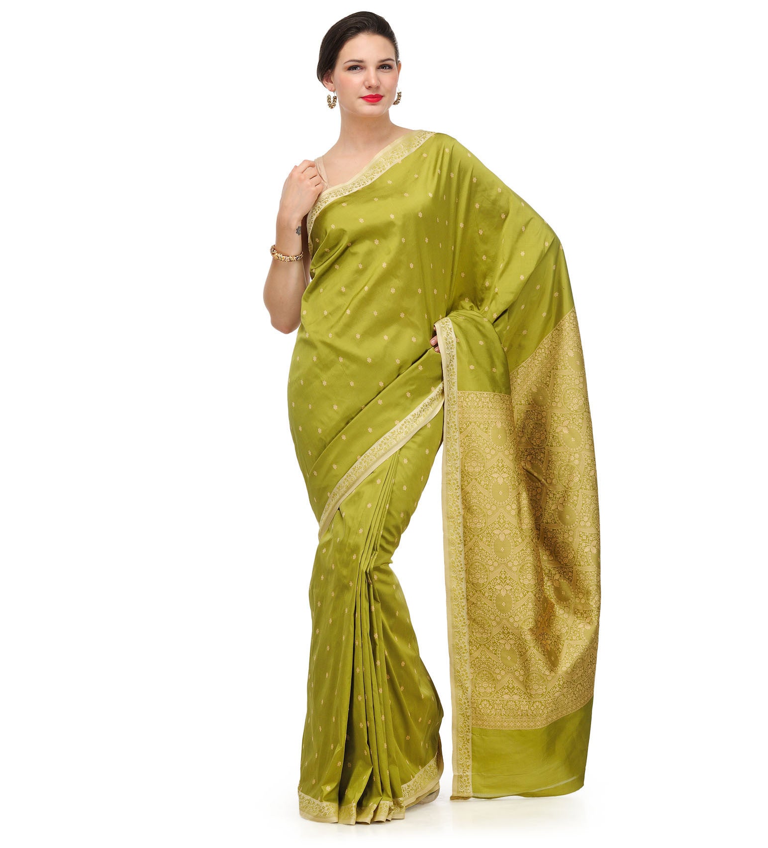 Green Resham Woven Art Silk Saree