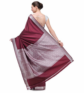 Maroon Resham Woven Art Silk Saree