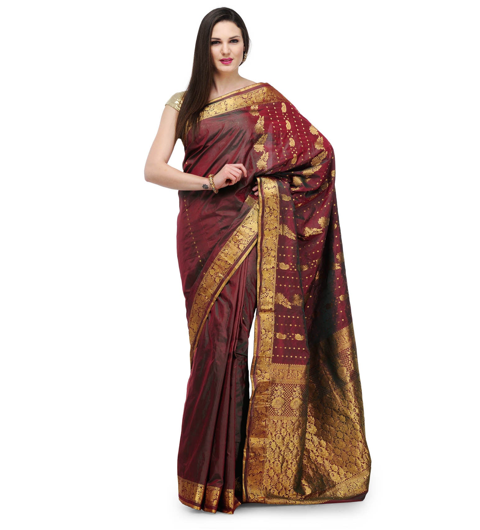 Maroon Silk Kanjeevaram Saree