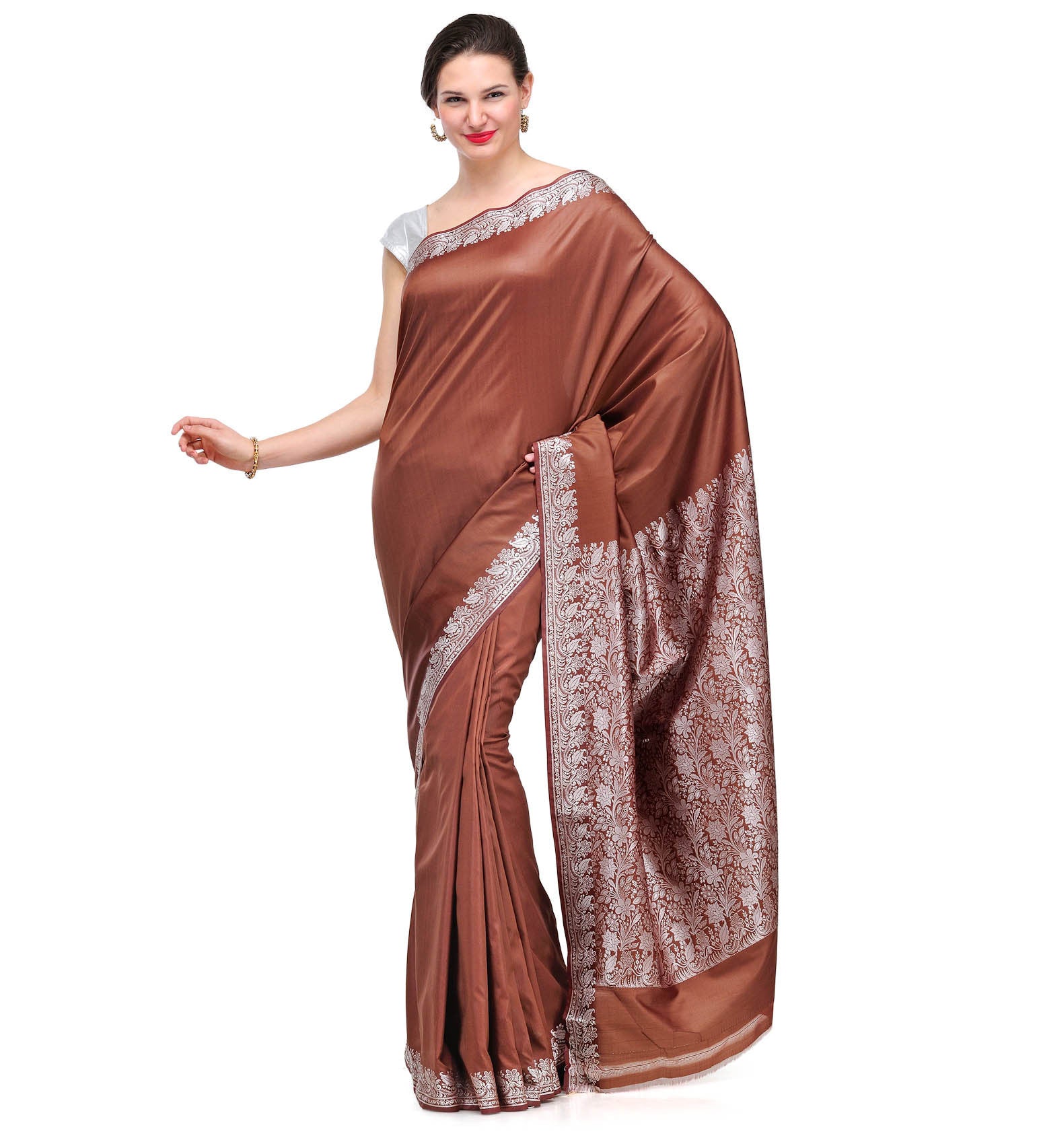 Brown Resham Woven Art Silk Saree