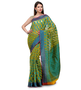 Green Resham Woven Chanderi Silk Saree