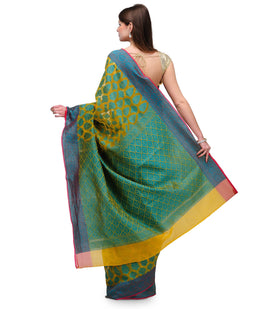 Green Resham Woven Chanderi Silk Saree