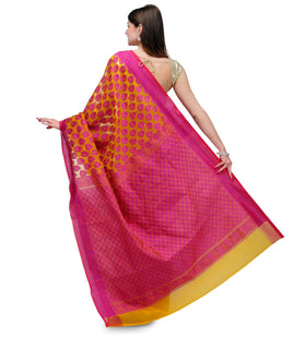 Yellow Resham Woven Chanderi Silk Saree