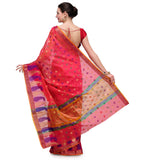 Pink Zari Woven Chanderi Saree