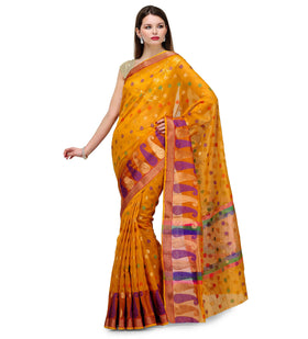 Yellow Zari Woven Chanderi Saree